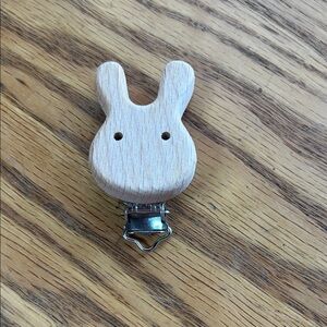 Wooden Bunny Pacifier Clip